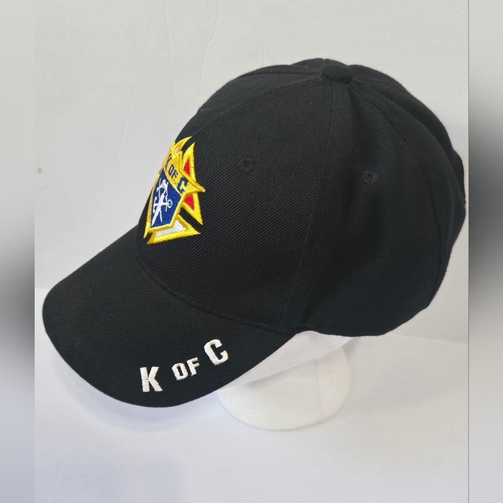 Knights of Columbus K of C Embroidered Baseball Cap Hat Black Adjustable Cap Kin - Picture 4 of 6
